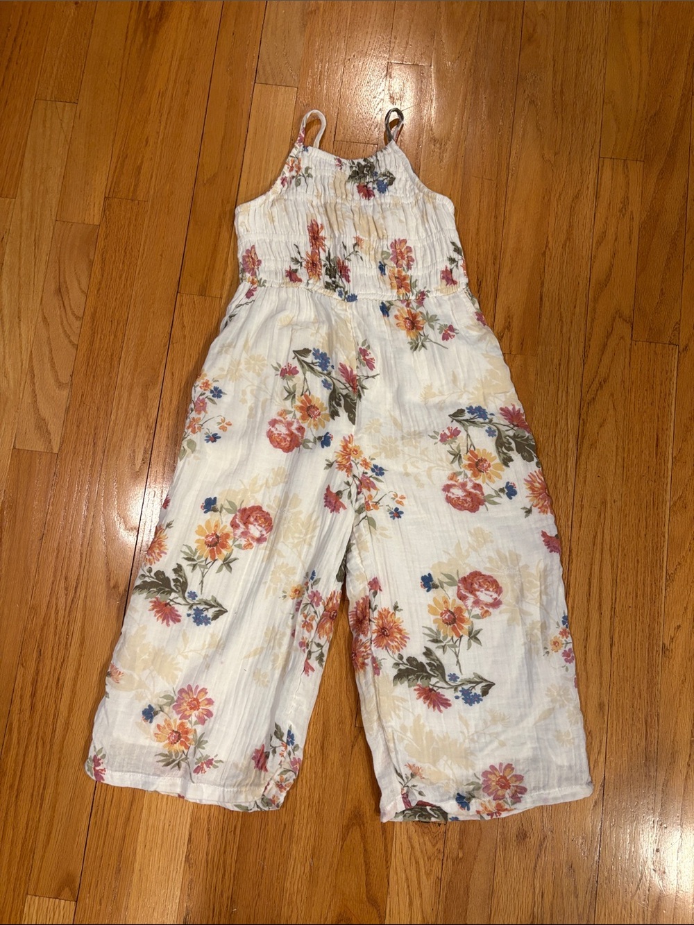 abercrombie kids White Floral Smocked Romper